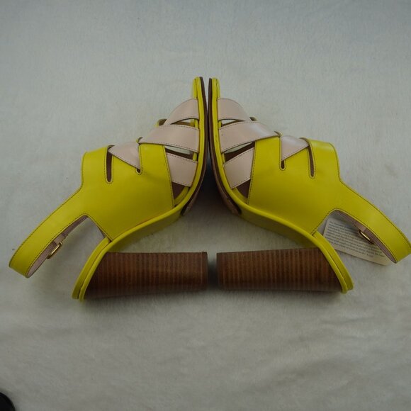 Opening Ceremony Colorblock Heels Yellow Blush Pink Leather Platform Sandals 9.5 - Picture 5 of 11